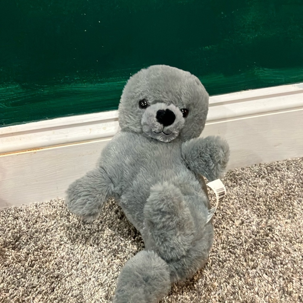 Adorable Gray Plush Seal Toy